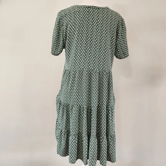 Ces Femme Pattern Button Front Short Sleeve Tunic Mini Dress S - Picture 2 of 9